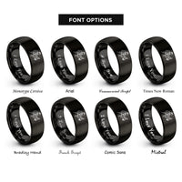 font options for inside engraving on black first dance dip rings