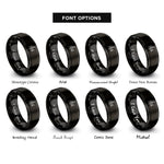 font options for inside engraving on black first dance dip rings