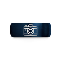 tungsten rings for men – blue tungsten film camera wedding band