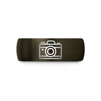 unique presents for men – gunmetal & blue tungsten film camera wedding band