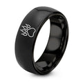 Raccoon Track – Tungsten Wedding Band, 8 mm, Black Comfort-Fit Unisex