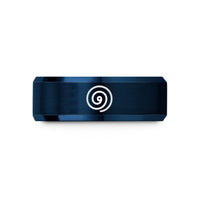 engraved rings for couples – blue tungsten spiral center dot wedding band