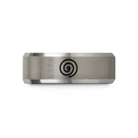 best anniversary ring ideas – gray tungsten spiral center dot wedding band