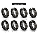 font options for inside engraving on black & grey first quarter rings