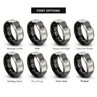 font options for inside engraving on black & silver first quarter rings