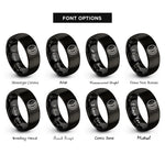 font options for inside engraving on black first quarter rings
