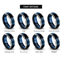 font options for inside engraving on blue & gray first quarter rings