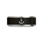 tungsten rings for couples – black & silver tungsten anchor wedding band