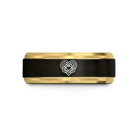 personalized wedding anniversary presents – black & gold tungsten eternity knot wedding band
