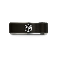 meaningful presents for two – black & silver tungsten container box wedding band