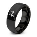 Wind Direction Arrow – Tungsten Wedding Band, 8 mm, Black Comfort-Fit Unisex
