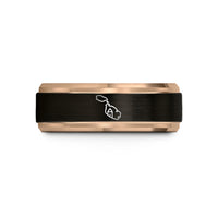engraved rings for him – black & rose gold tungsten malta wedding band