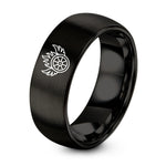 First Wedding Gift Anniversaries for Him – black tungsten ophanim flaming wheel ring