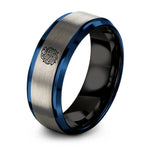 black & blue & grey tungsten serpent circuit ring
