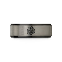 men’s tungsten wedding band – black & blue & grey tungsten serpent circuit wedding band