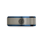 personalized presents for him – black & blue & gray tungsten serpent circuit wedding band