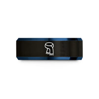 anniversary rings for couples – black & blue tungsten scarf wedding band