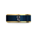 engraved rings for couples – gold & blue tungsten scarf wedding band