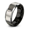 Alberta – Tungsten Wedding Band, 8 mm, Black, Silver Comfort-Fit Unisex