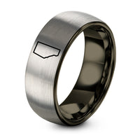 First Wedding Gift Anniversary – gunmetal & silver tungsten alberta ring