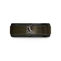 men’s tungsten wedding band – gunmetal & black tungsten combat boots wedding band
