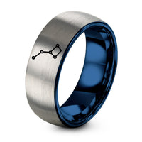 First Wedding Gift Anniversary – blue & silver tungsten dipper constellation ring