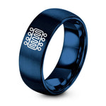First Wedding Gift Anniversary – blue tungsten phospholipid bilayer icon ring