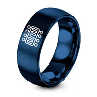 First Wedding Gift Anniversary – blue tungsten phospholipid bilayer icon ring