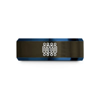 tungsten wedding bands unisex – gunmetal & blue tungsten phospholipid bilayer icon wedding band
