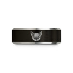 anniversary present for couples – black & grey tungsten piano wreath wedding band