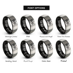 font options for inside engraving on black & gray first words rings