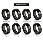 font options for inside engraving on black first words rings