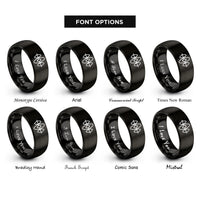 font options for inside engraving on black first words rings