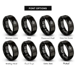 font options for inside engraving on black first words rings