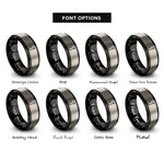 font options for inside engraving on black & gray fish hook rings