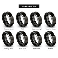 font options for inside engraving on black & gray fish spatula rings