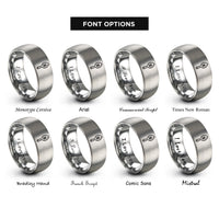 font options for inside engraving on silver fish spatula rings