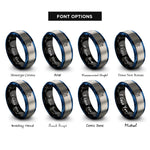 font options for inside engraving on black & blue & silver fish surfboard wave rings