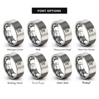 font options for inside engraving on gray fish surfboard wave rings