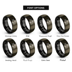 font options for inside engraving on gunmetal & black fish tag halo rings