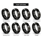 font options for inside engraving on black & gray fishermans knot rings