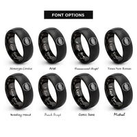 font options for inside engraving on black fishermans knot rings