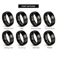font options for inside engraving on black fishermans knot rings