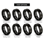 font options for inside engraving on black fishermans knot rings