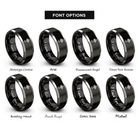 font options for inside engraving on black & gray fishermans knot hook rings