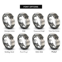 font options for inside engraving on grey fishermans knot hook rings