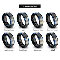 font options for inside engraving on black & blue & gray fishing boat rings