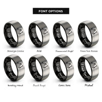 font options for inside engraving on black & grey fishing boat rings