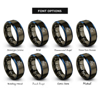 font options for inside engraving on gunmetal & blue fishing boat rings