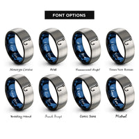 font options for inside engraving on black & blue & silver fishing hook rings
